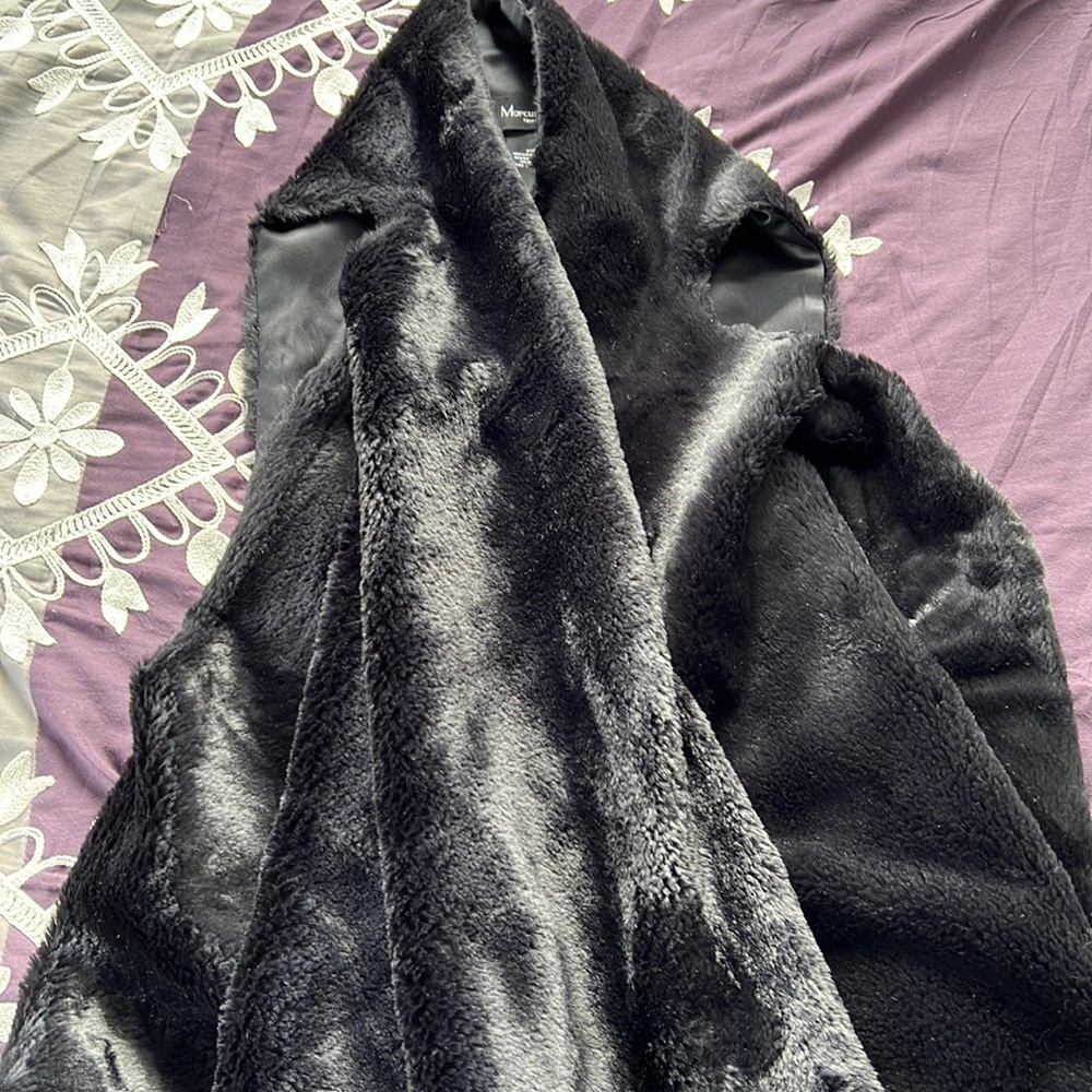 Black faux fur vest